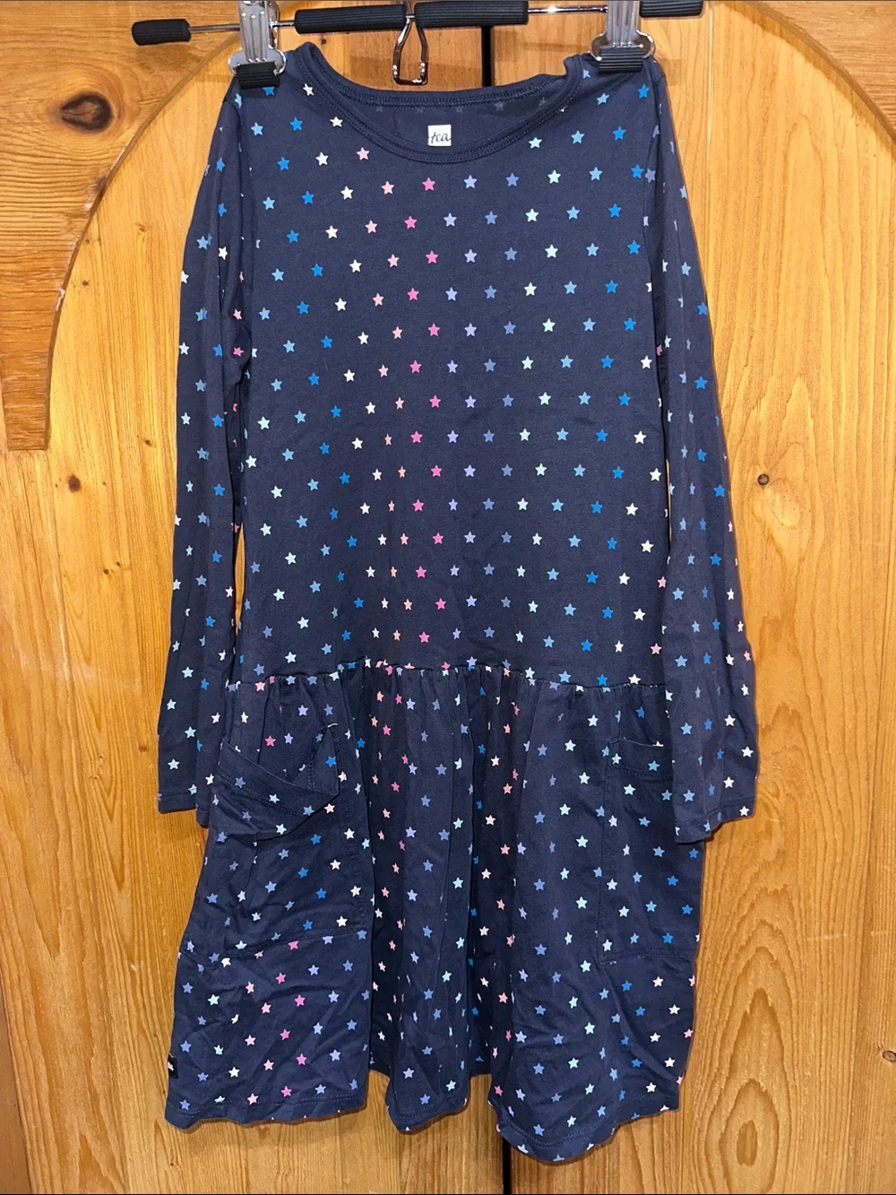 Tea Collection Navy Long-Sleeve Star Print Dress